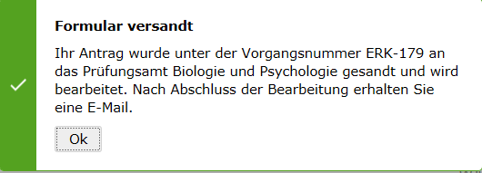 Abbildung 8: Formular erfolgreich verschickt