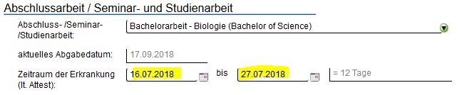 Abbildung 4: Zeitraum des Attests angeben