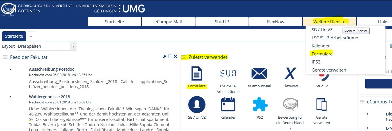 Abbildung 1: Formularsystem in eCampus